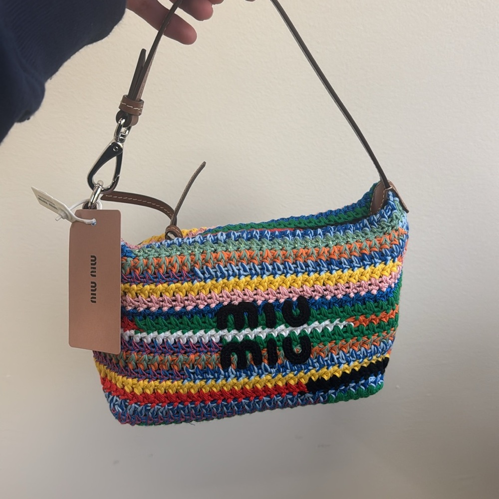 NWT Miu Miu Multicolor Crochet Shoulder Bag - Picture 3 of 7